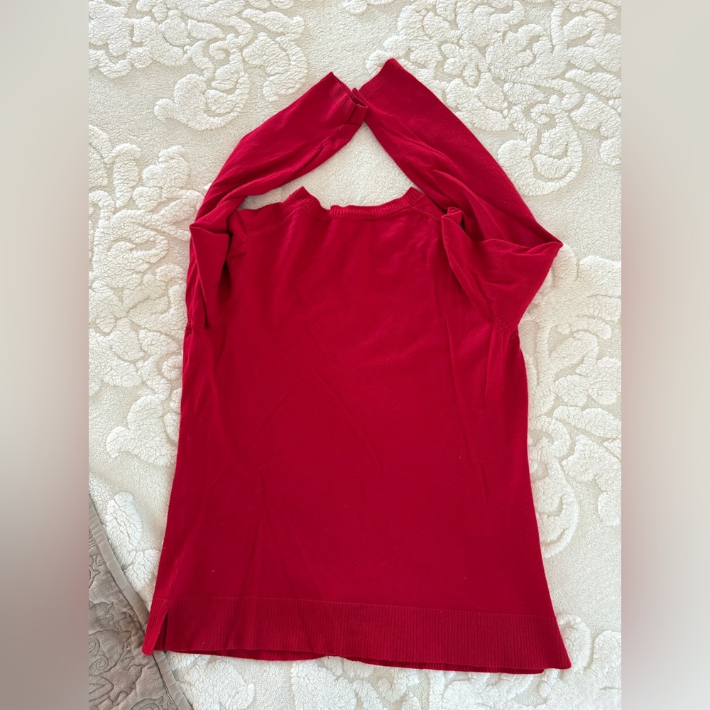 Tommy Hilfiger Red Gold Button Cardigan Size M - Picture 4 of 4